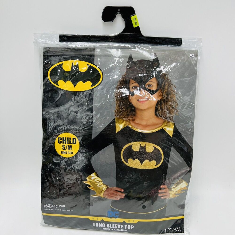 Batgirl DC Comics Girl's S/M Long Sleeve Top Black Halloween Costume New